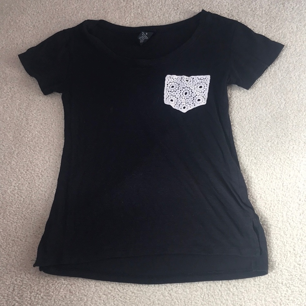 Black t-shirt with white pocket